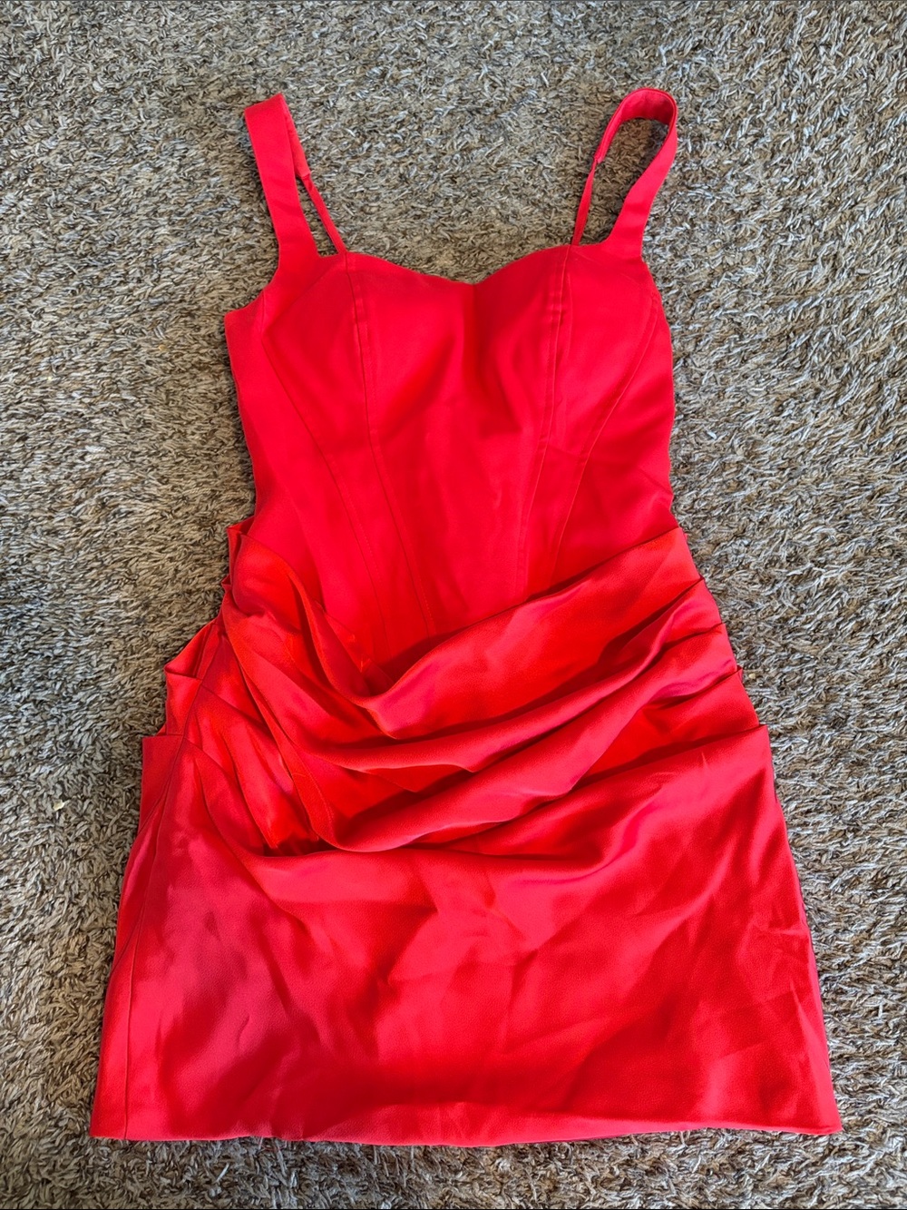 Red Sleeveless Draped Mini Dress